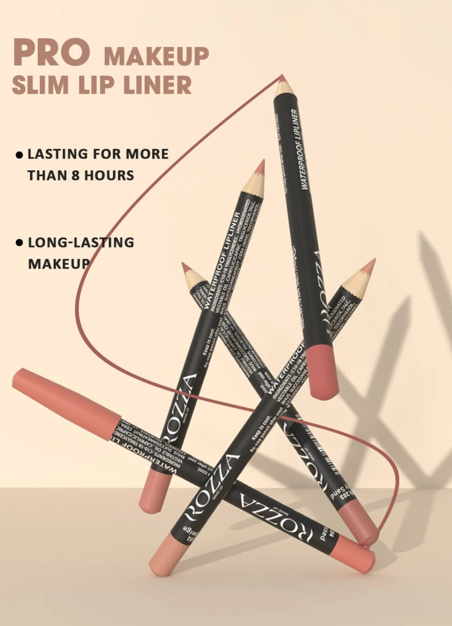 Waterproof Lip Liner Pencil Set, Weightless Precise Liner with Super Soft Blendable Texture Matte Soft